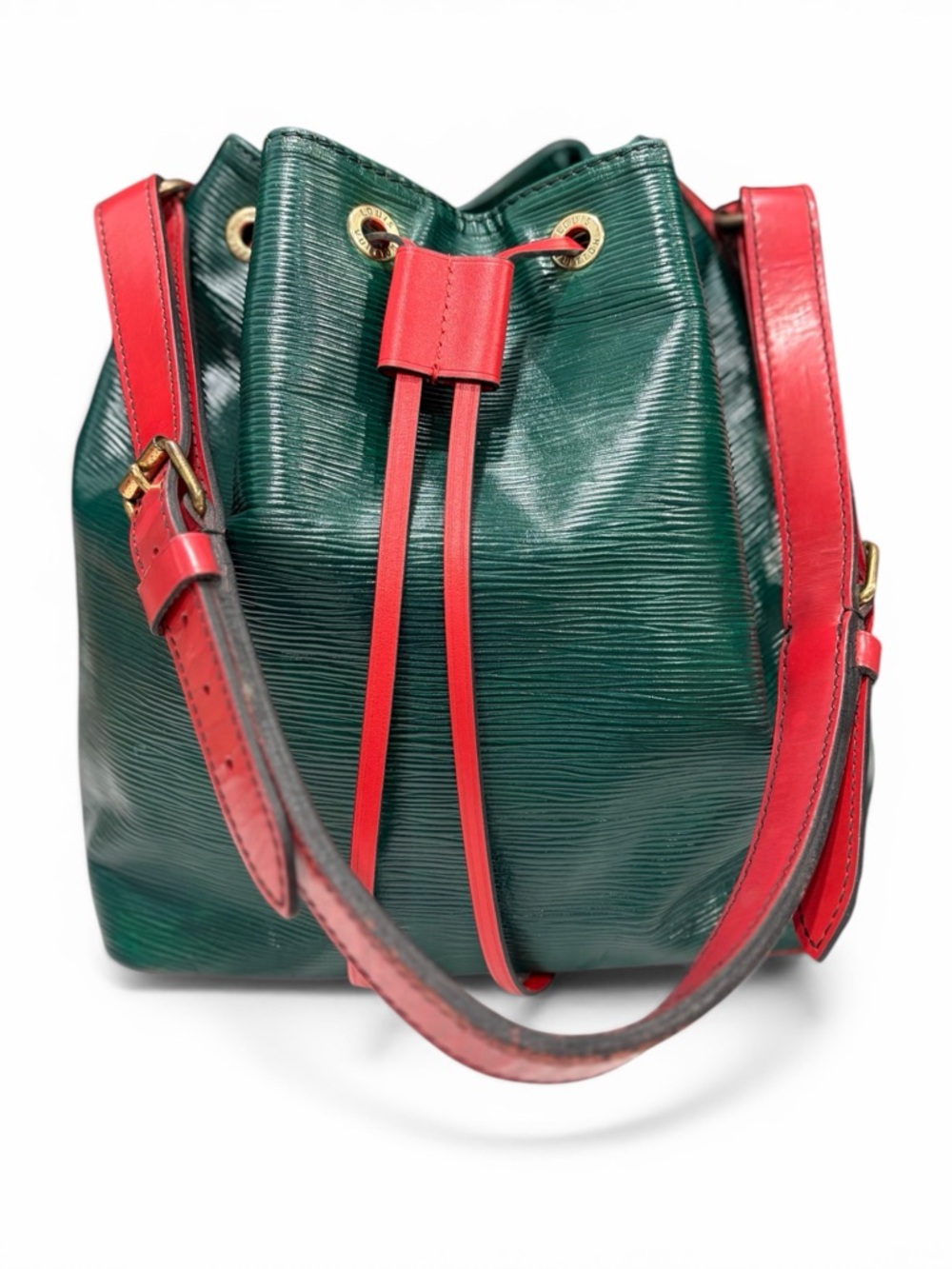 Louis Vuitton Epi Noé GM Restored Green & Red Vintage Bucket Bag - Picture 3 of 13
